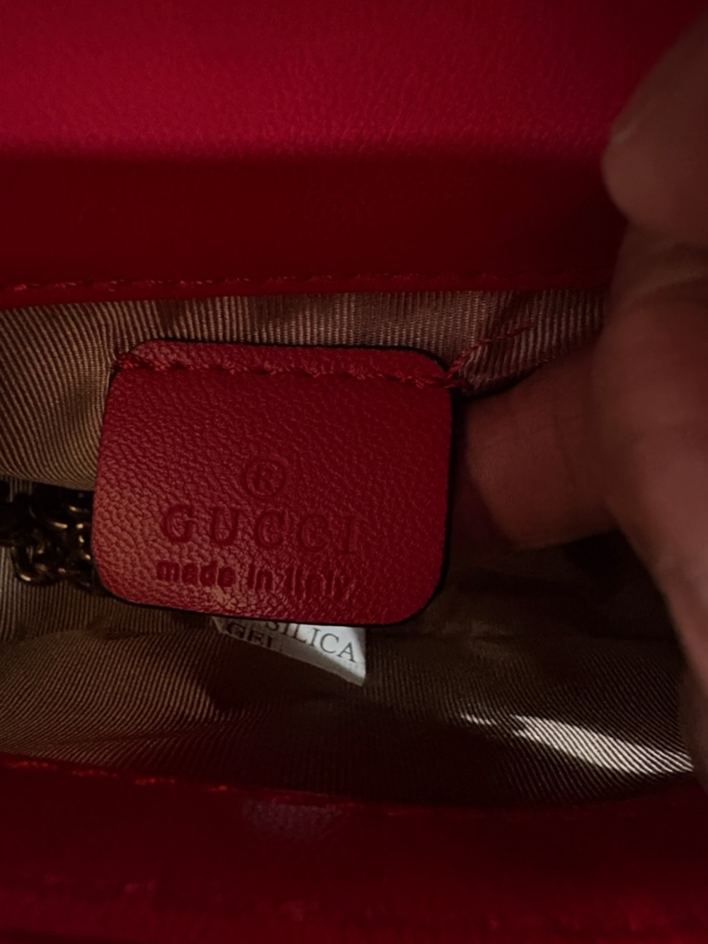 Gucci Red GG Marmont Matelassé Mini Crossbody Bag with Gold Chain - Picture 3 of 8